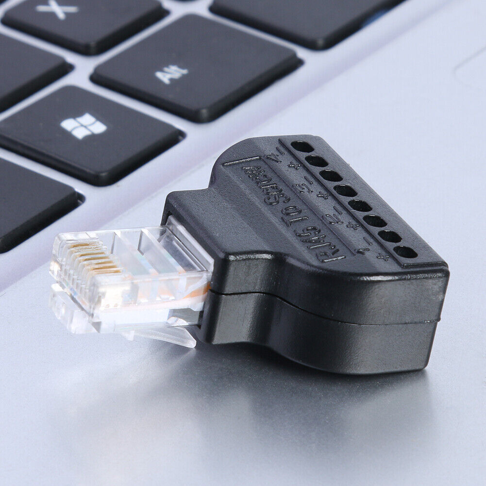 RJ45 Ethernet Male to 8 Pin AV Screw Terminal Adapter for Cat7 Cat6 Cat5