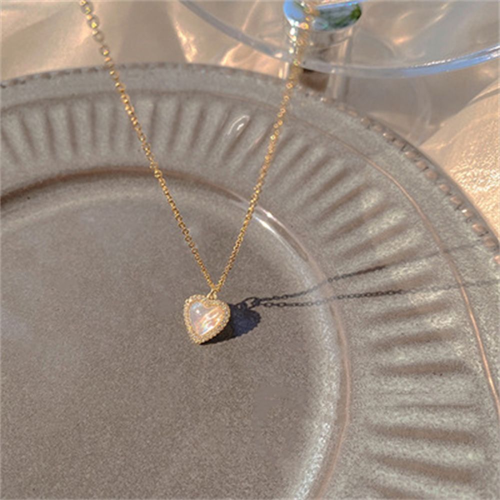 Wedding Gift Choker Opal Pendant Clavicle Necklace Heart Shaped Necklace