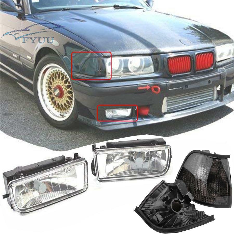 For BMW E36 3Series Corner Light Turn Signal + Fog Lights Lamps Crystal Lens Fit