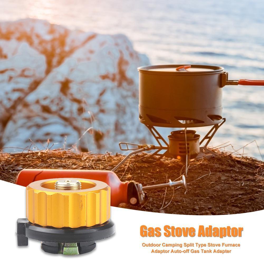 Outdoor Camping Split Type Stove Furnace Adaptor Auto-off Gas Tank Adapter