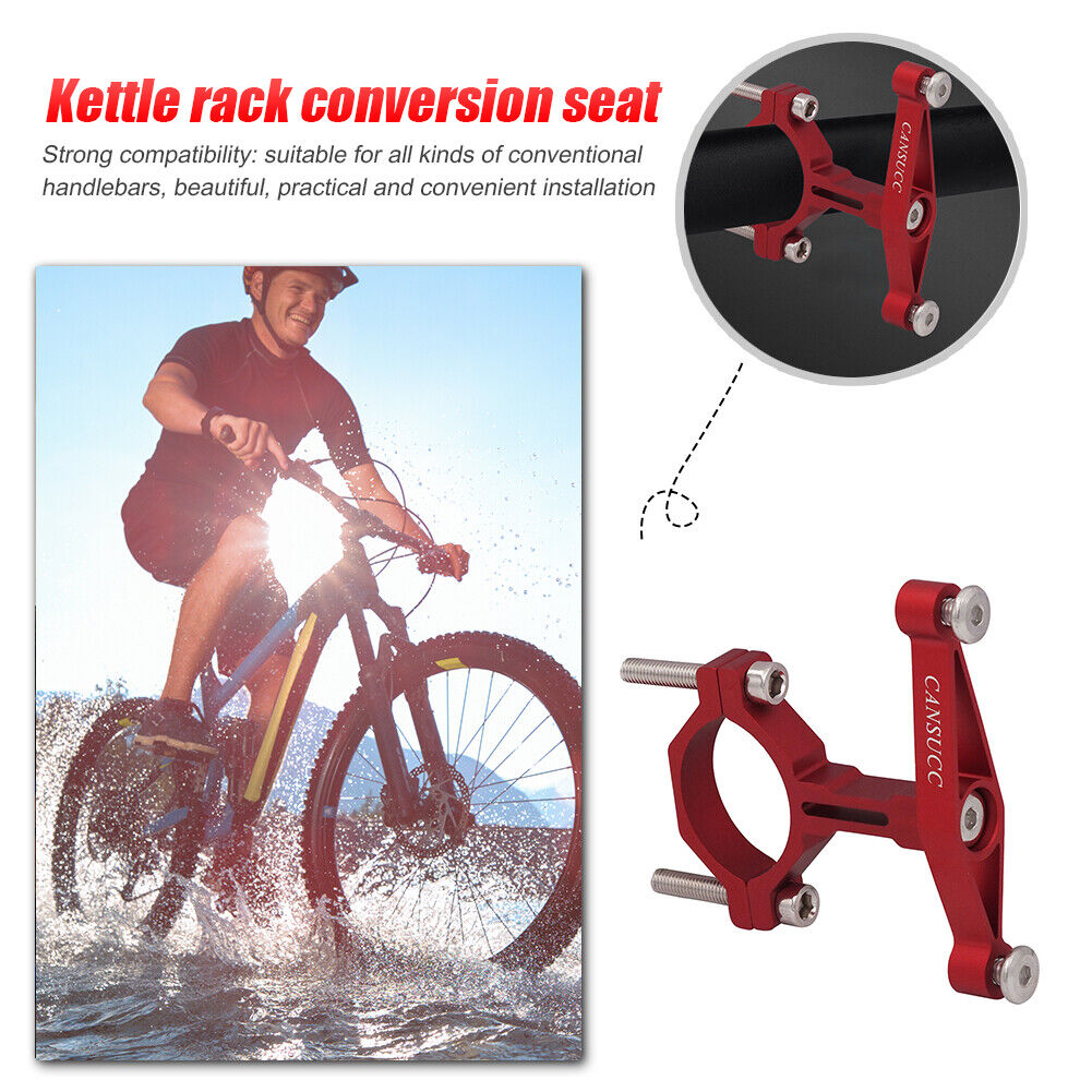 CANSUCC MTB Bike Water Bottle Cage Adapter Kettle Holder Clamp Rack (Red)