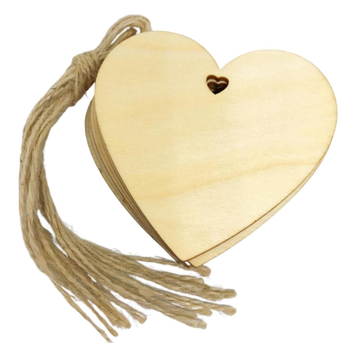 10 Pieces Unfinished Wooden Heart Slices Christmas Discs Wedding