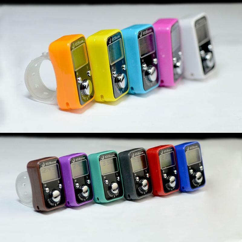 Digital Golf Sport Finger Hand Held Ring Tally Counter w/ Clock Time LCD Display