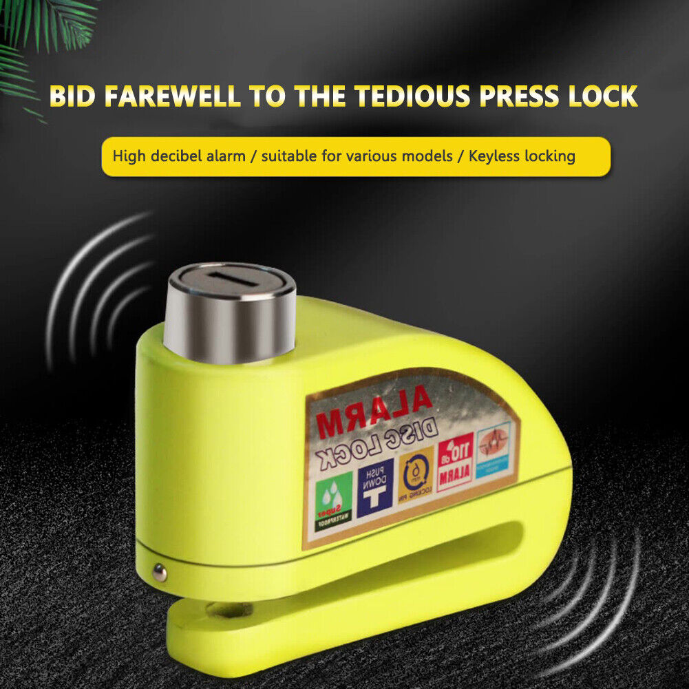 Motorcycle Bike Alarm Lock Waterproof MTB Bicycle Disc Brake Locks (Yellow)