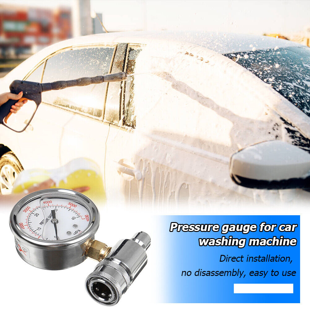 Stainless Steel Pressure Washer Pressure Gauge 6000PSI/40MPa 3/8in Fitting