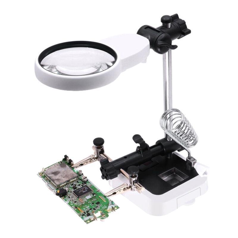 3.5X 5.25X LED Light Magnifier Soldering Station Magnifying Desk Lamp Helping
