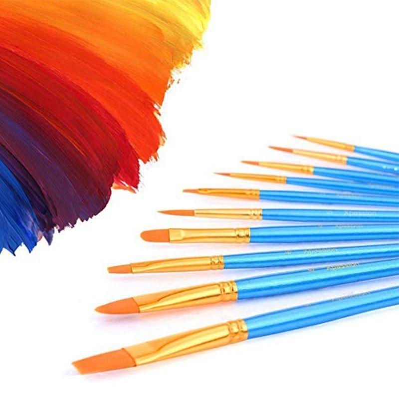 10 pc Professional Artist Paint Brush Nylon for Kids Beginners Amateurs Painter