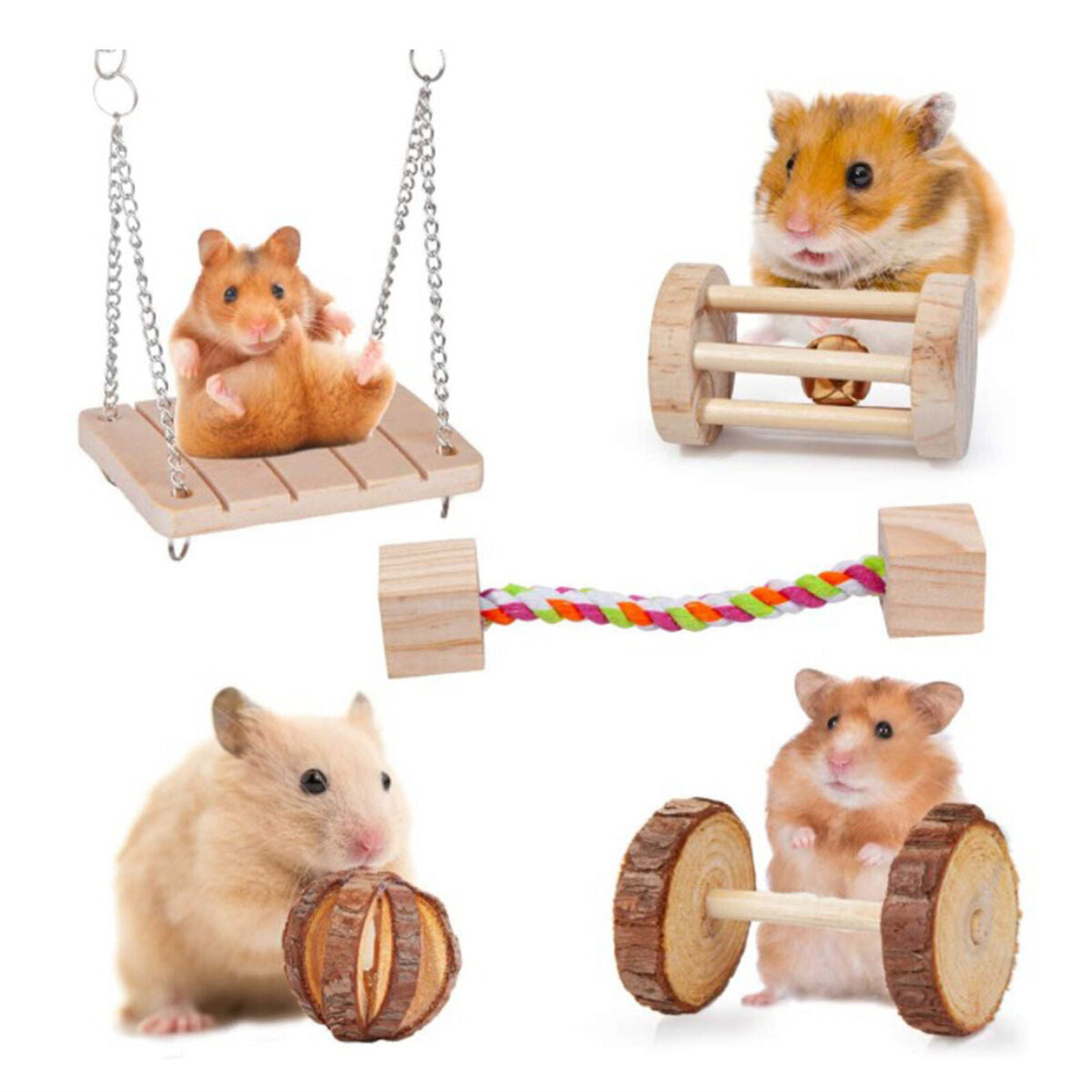 10x Wooden Hamster Chew  for Guinea Pig Unicycle Molar String