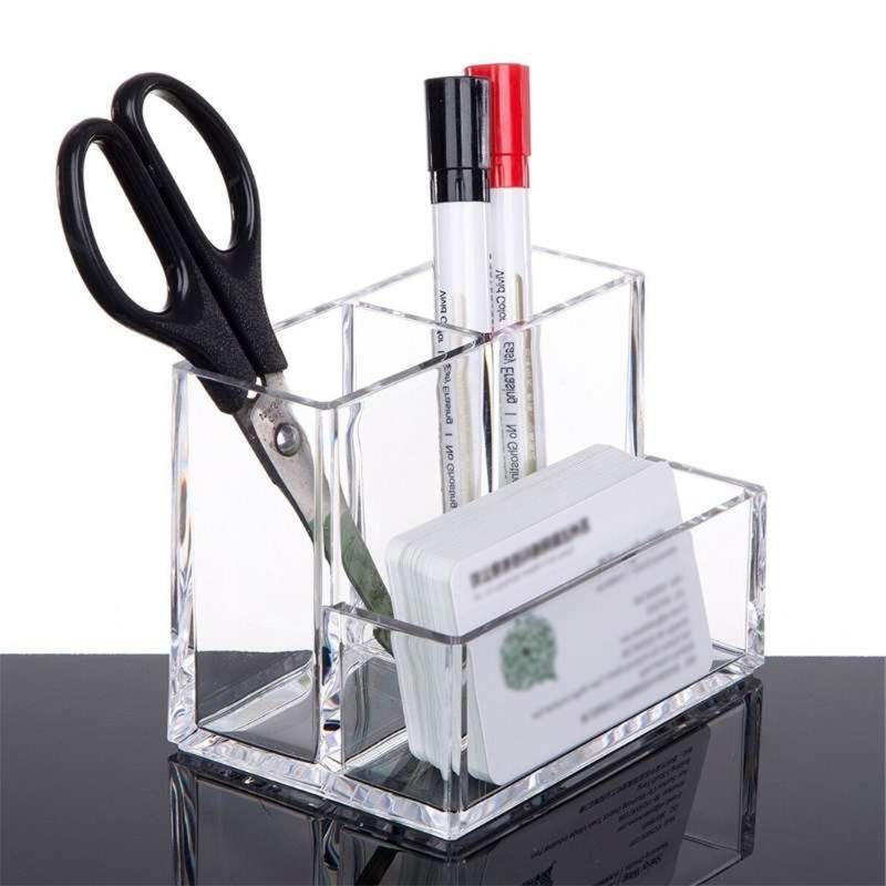 Clear Pencil Cup Stationery Organizer for Desk Accessories Cosmetic Brush Box