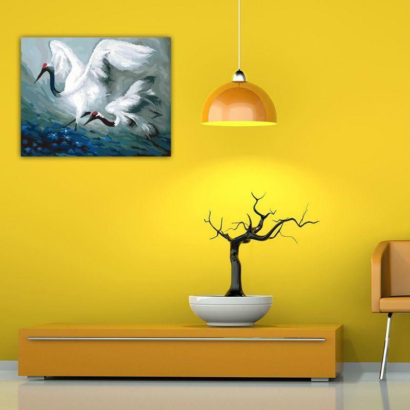 White crane Paint by Number Kits 16 x 20 inch Canvas DIY O il Painting