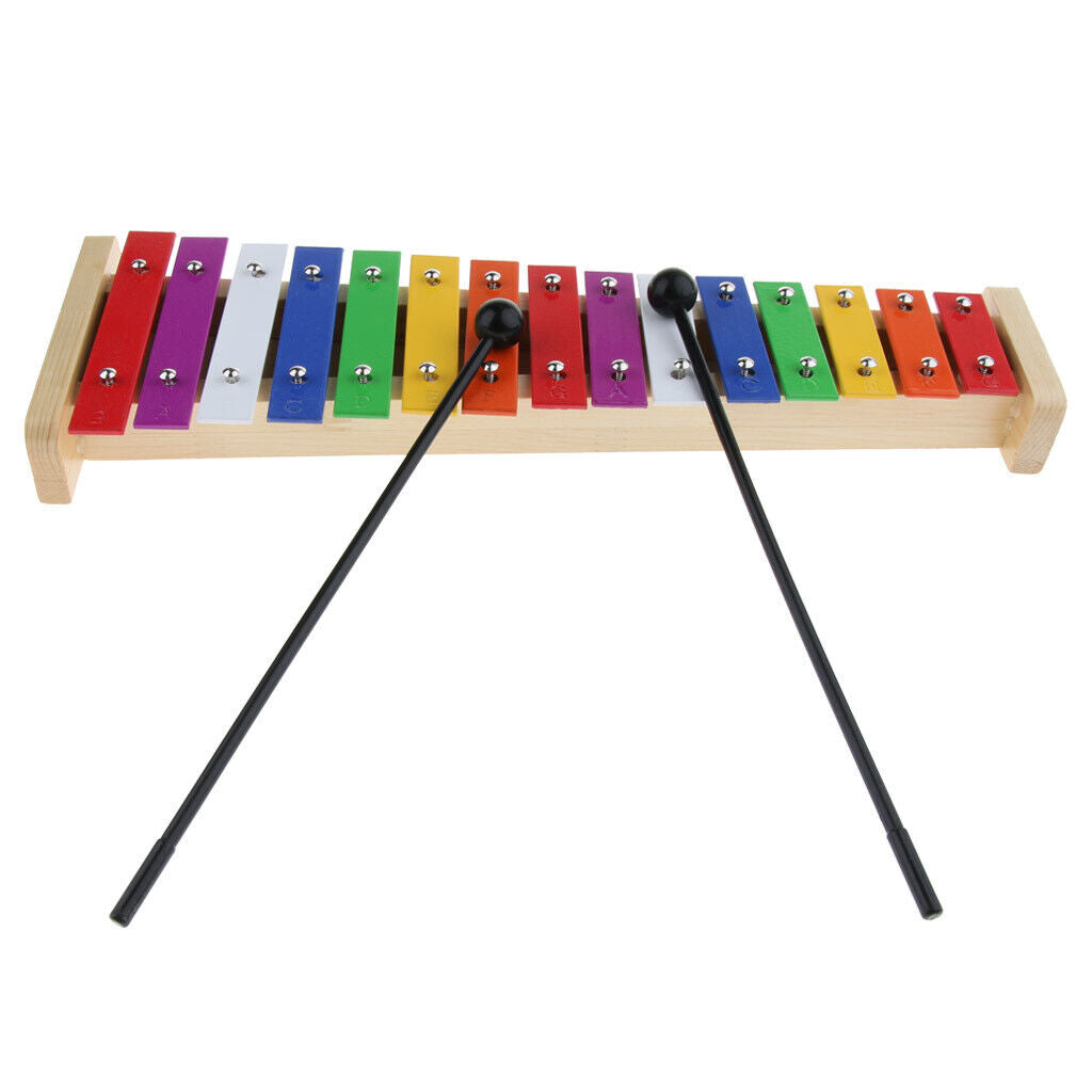 Wooden 15 Notes Xylophone  Percussion with Mallets for Children Music