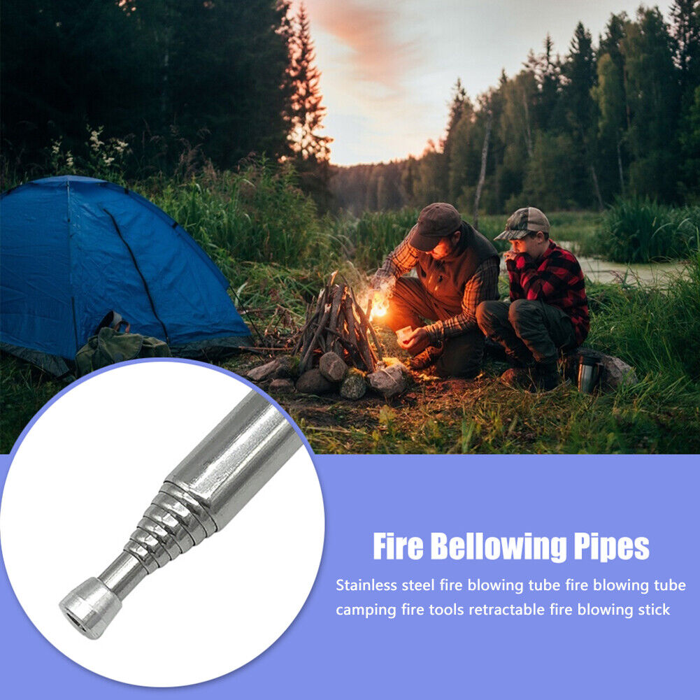 Blow Fire Tube Outdoor Camping Cooking Retractable Mouth Blowpipe (Orange)