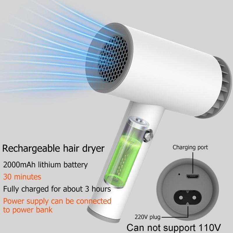 Cordless Rechargeable Hot and Cold Wind Hair Dryer Travel Wireless Blow Dryer