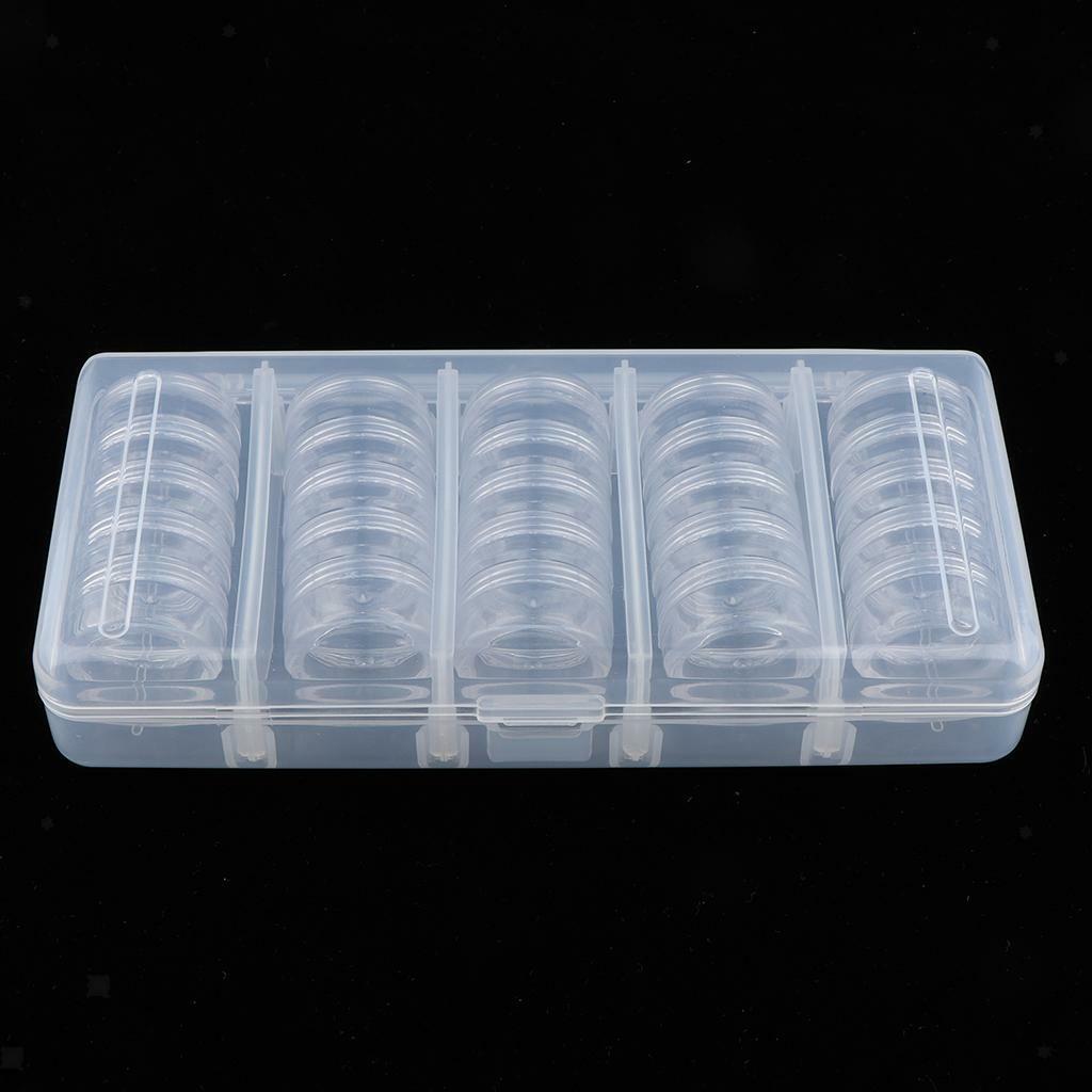 25 Jars Empty Pots Bottles Nail Art Jewelry Glitters Powder Case Container