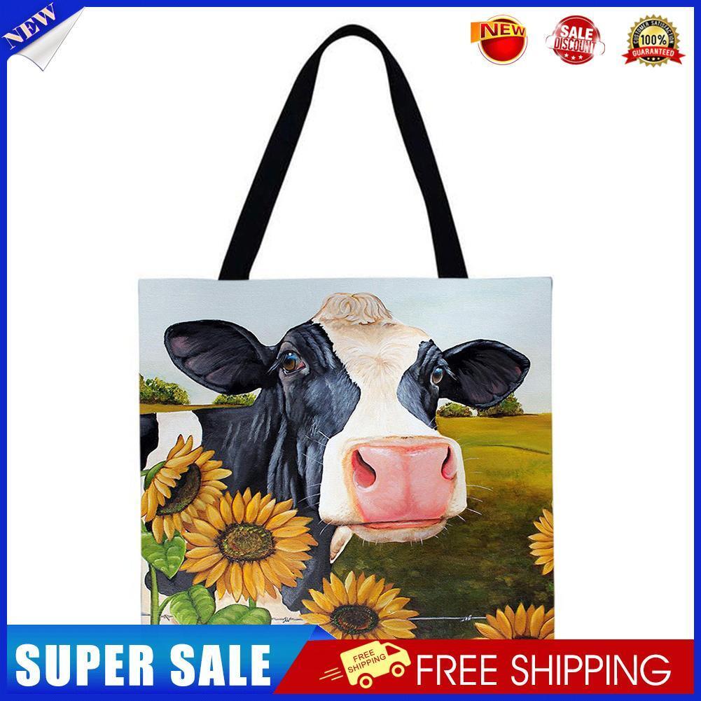 Sunflower cow Printed Shoulder Shopping Bag Casual Large Tote Handbag
