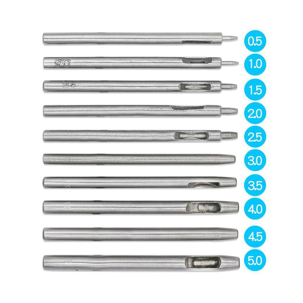 Set of 10 Leather Hollow Punch Cutter Set for Plastics Watch Canvas Tools