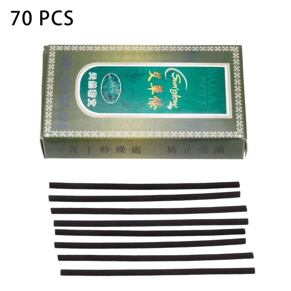 70pcs 4mm Traditional Smokeless Moxa Rolls Sticks Moxibustion Healing Therapy