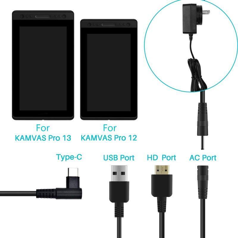 ForHUION 3-in-1 Cable forKAMVAS Pro 16 Pro 13 Pro 12 Graphics Drawing Monitor