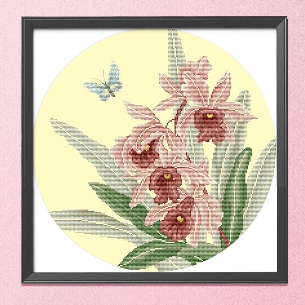 Cross Stitch 11CT Stamp Orchid Embroidery Kits DIY Handicrafts (1020)
