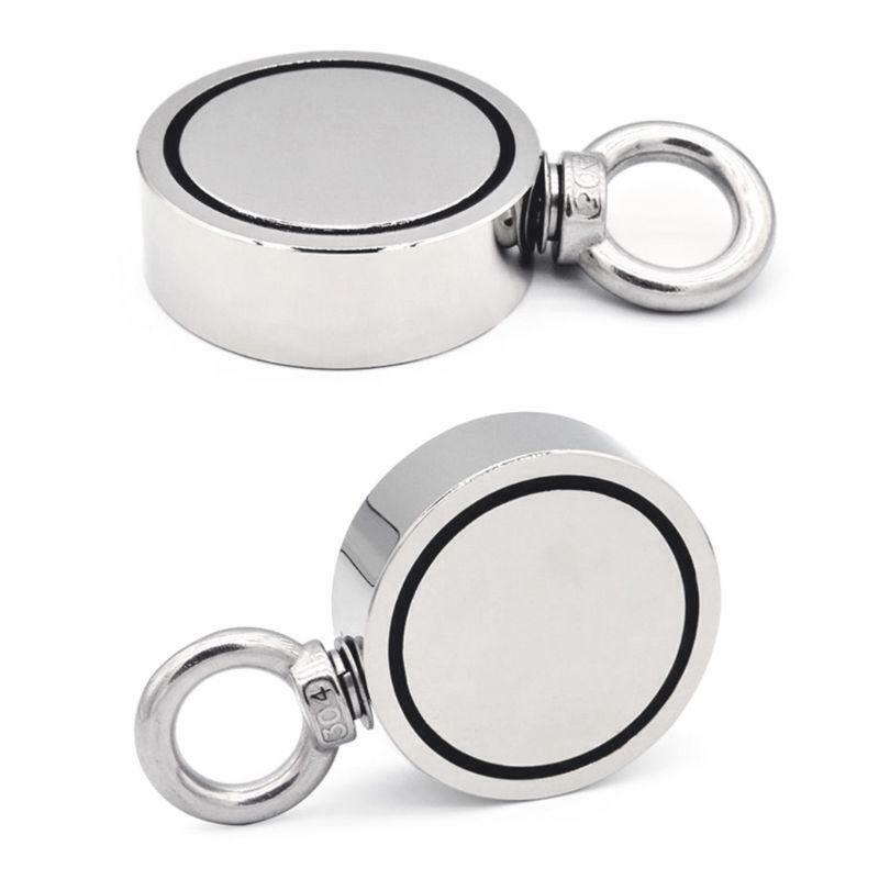 120Kg Dual Sides Magnet Strong Neodymium Permanent Fishing Magnets + 20m Rope