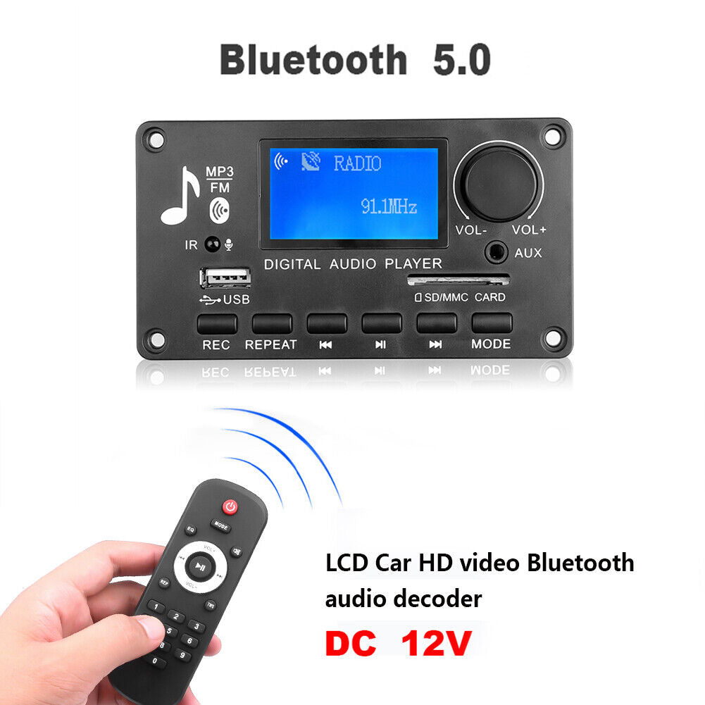 12V Amplifier MP3 Decoder Board Bluetooth-compatible FM Radio Audio Module