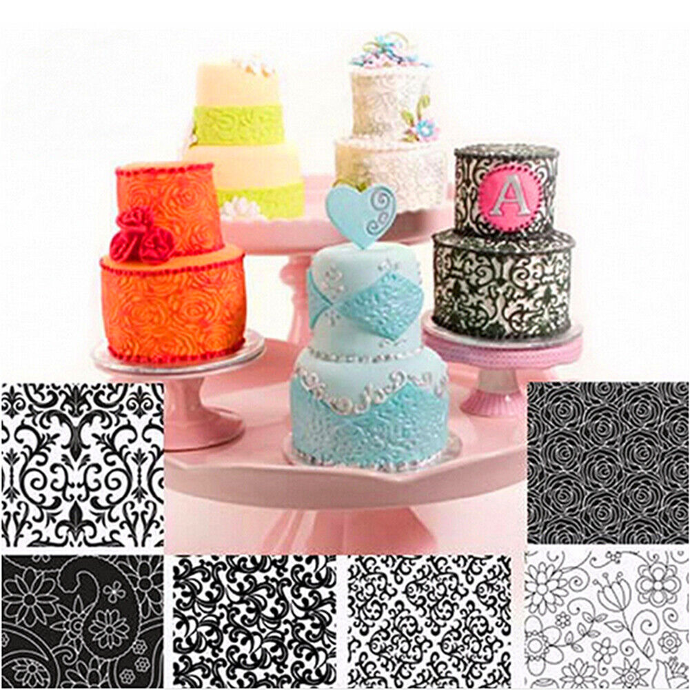 6pcs Floral Texture Sheet Set Sugar Craft Decoration Texture Mat Cake Mold
