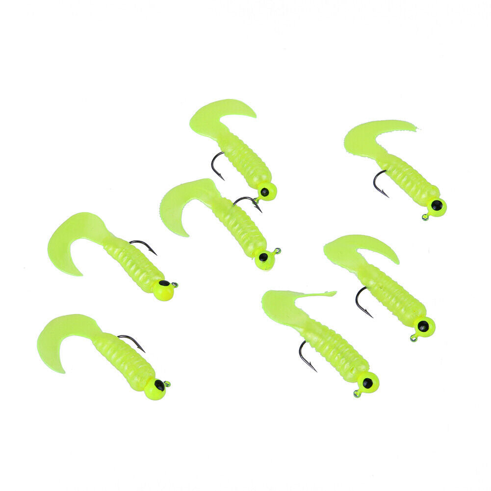 1.75g 4.4cm Soft Fishing Worm Lure with Lead Bait Hook Fish Tackle(Yellow)