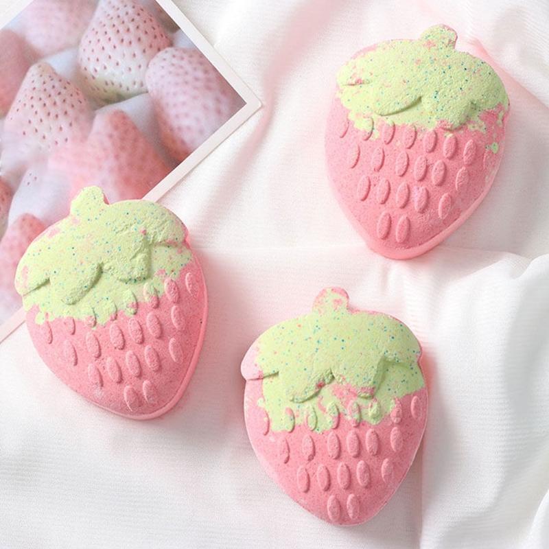 10Pcs Stawberry Shaped Bath Bomb Bubble SPA Ball Exfoliating Oil Control Cleaner