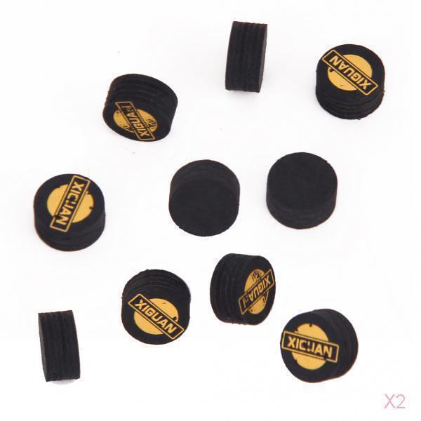 10pcs 14mm Black 5 Layered Leather Snooker Billiards Pool Cues Tips