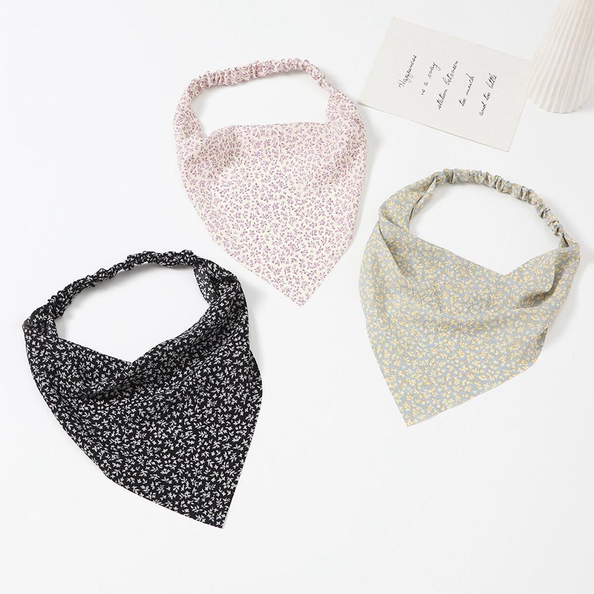 Floral Hair Scarf Headband Scrunchies Floral Print for Women Girls Head Wrap