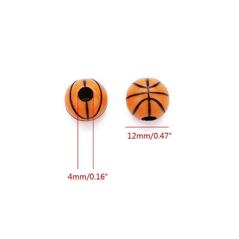 100 Pcs Basketball Round Ball Beads 12mm Sports Pony Spacer Beads Jewelry Making