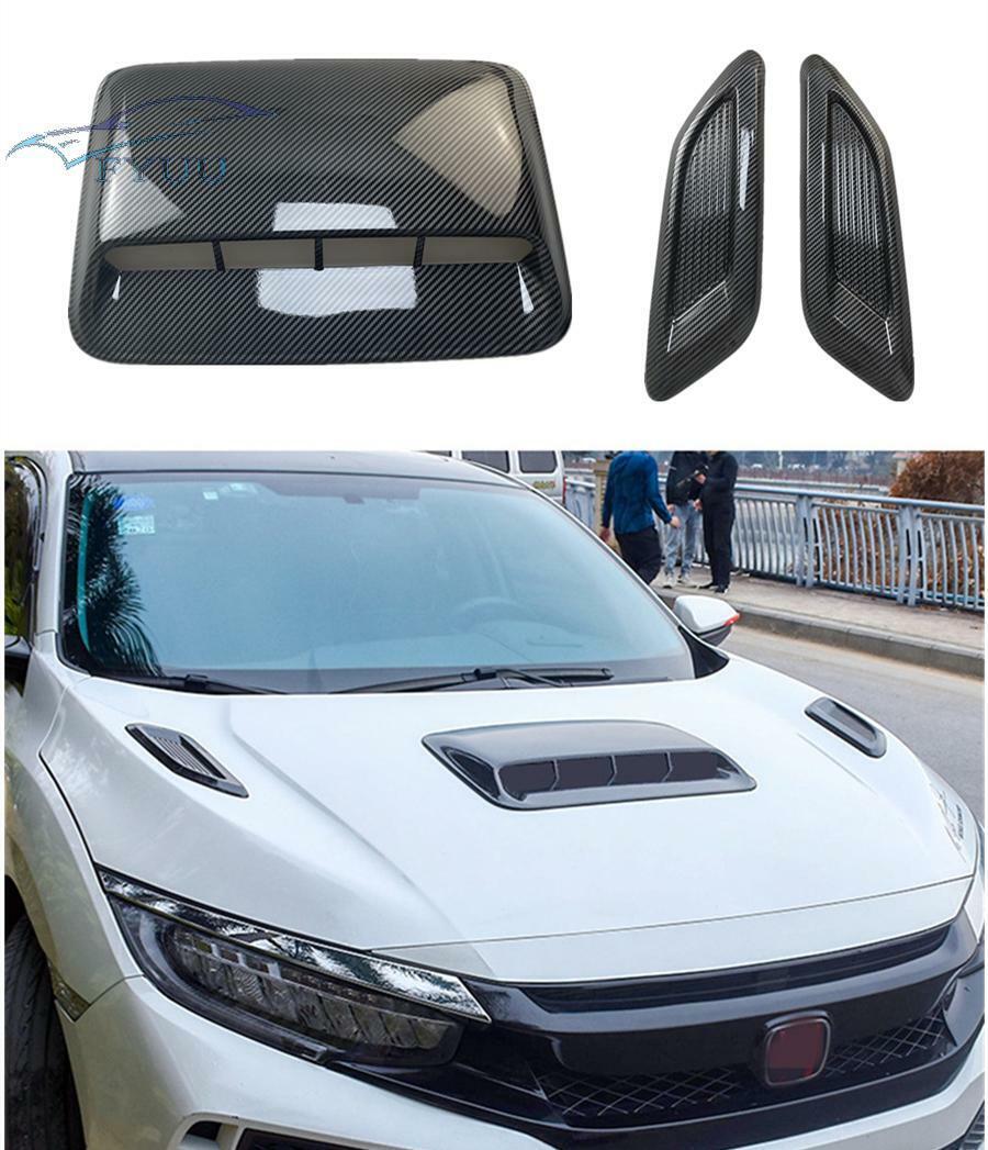 Glossy Carbon Fiber Color ABS Plastic Car Air Flow Intake Hood Scoop Vent Bonnet