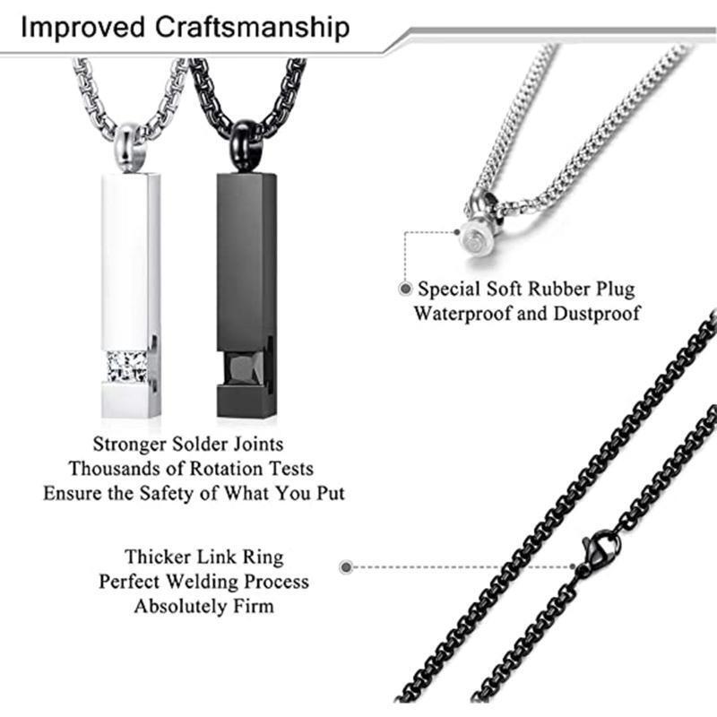 2Pieces Ashes Charming Long Pendant Necklace Keepsake Memorial Gift for Women