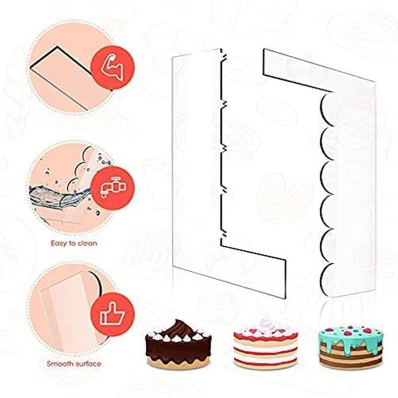 8 Pcs Clear Cake Smoother Scraper Kit Icing Frosting Cake Decorating Comb Tool