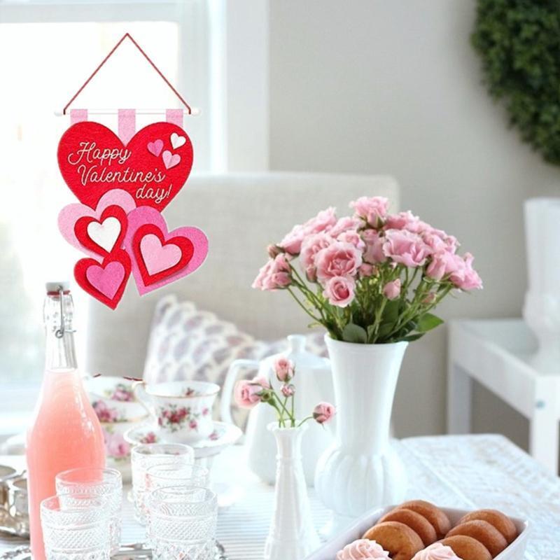 Happy Valentine's Day Door Hanging Sign Love Heart Ornament Home Party Decors