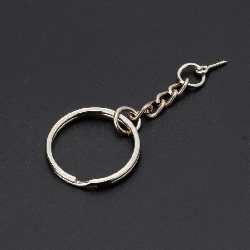 100 Pieces 30mm Flat Key Chain Rings Screw Eye Pin Split for DIY Craft Jewelry