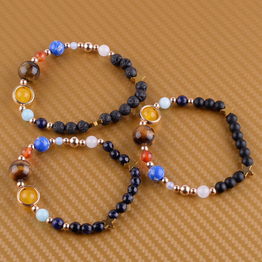1x Galaxy Planets Bracelet Solar System Natural Stone Beaded Jewelry Gift Li
