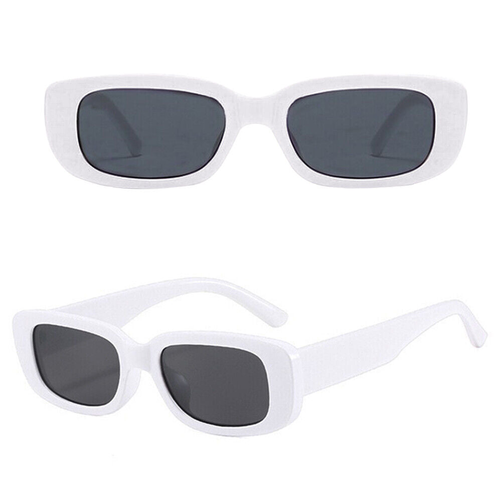 Rectangle Sunglasses for Women UV Protection Travel Beach Eyewear (White)