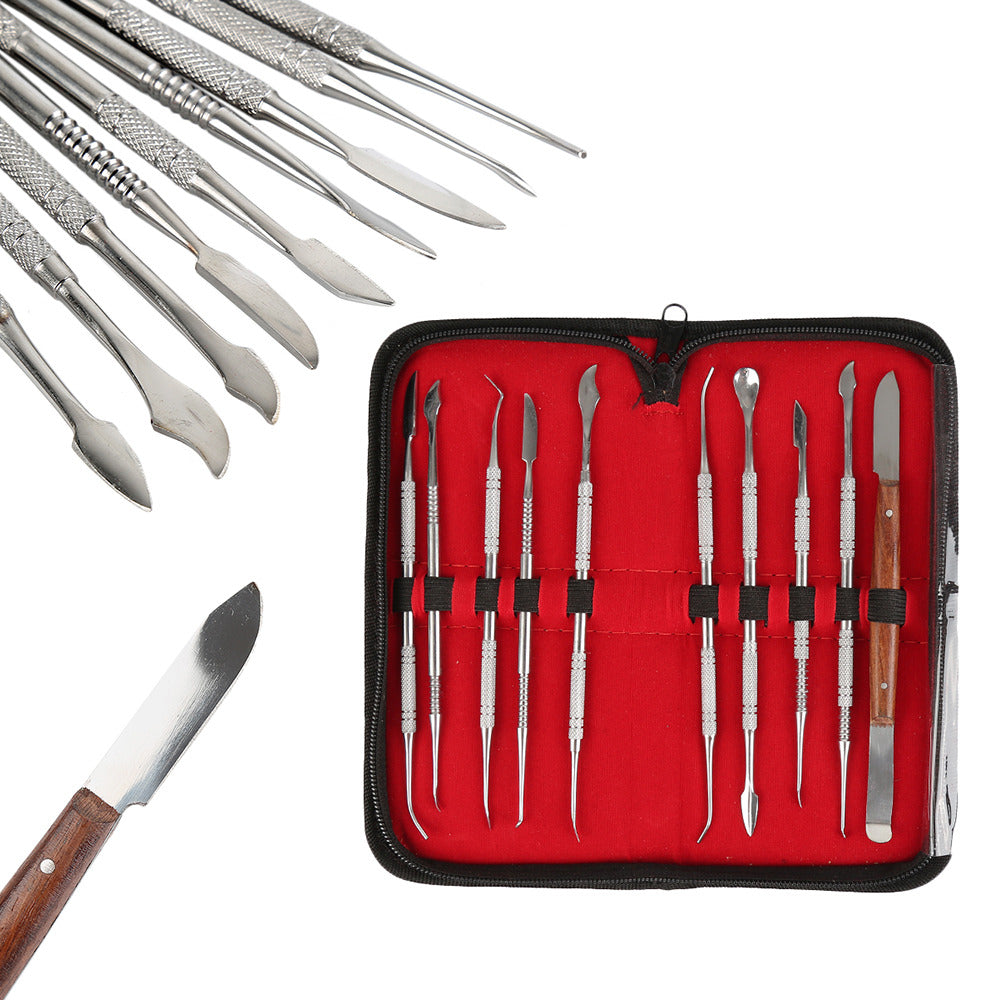 10 pieces dental stainles steel sculpture clay pottery carving wax tool set