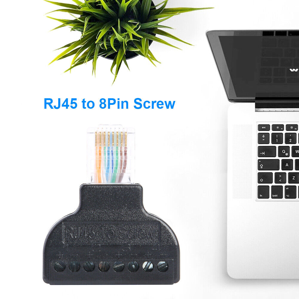 RJ45 Ethernet Male to 8 Pin AV Screw Terminal Adapter for Cat7 Cat6 Cat5