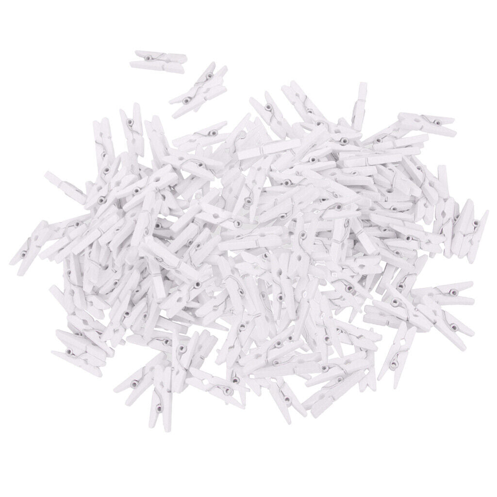 100 Pieces White Mini Wooden Clothes  Peg Clothespin Craft