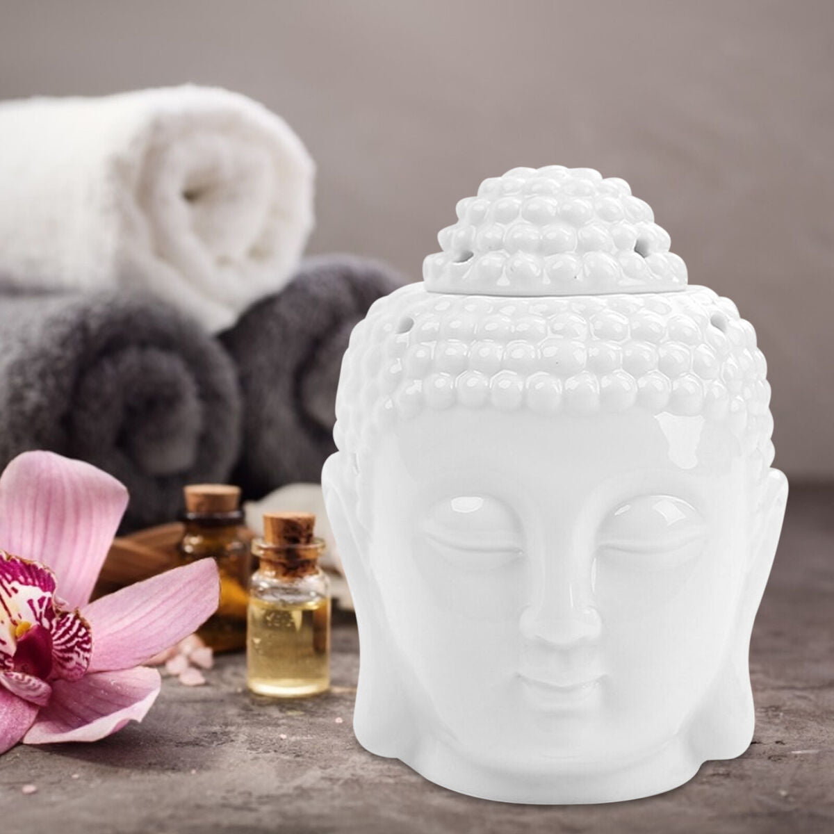Essential Oil Burner Diffuser, Ceramic Buddha Head Aroma Candle Holders