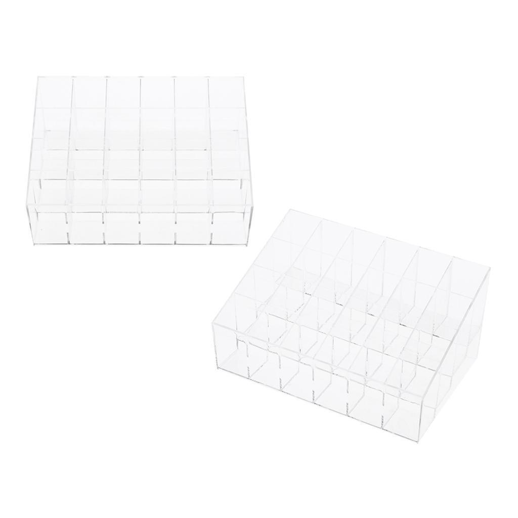 2 Pieces Clear Acrylic 24 Slot  Bottles Display Holder Organizer