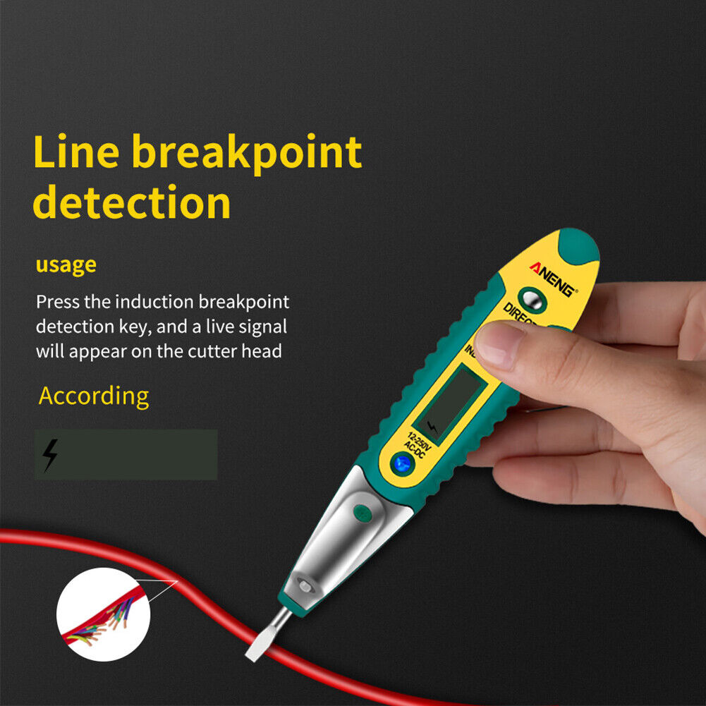 AC/DC 12-250V LCD Digital Tester Screwdriver Voltage Detector Pen Green