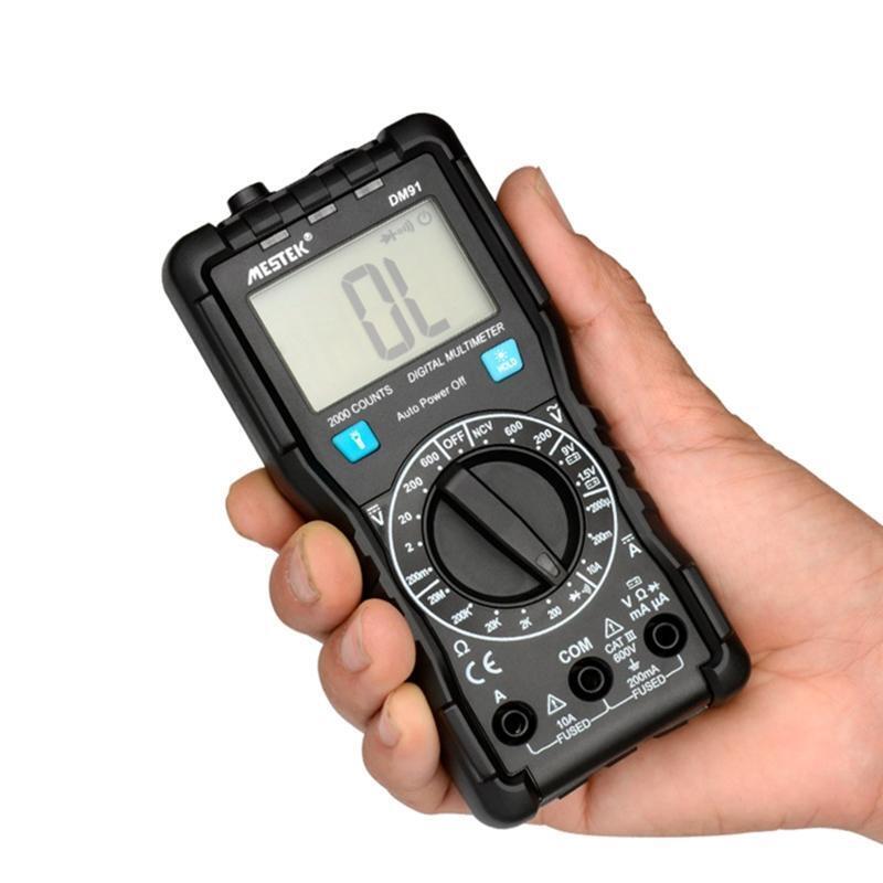 Handhled Multimeter Manual Range NCV Function Measures Voltage Current Ohm