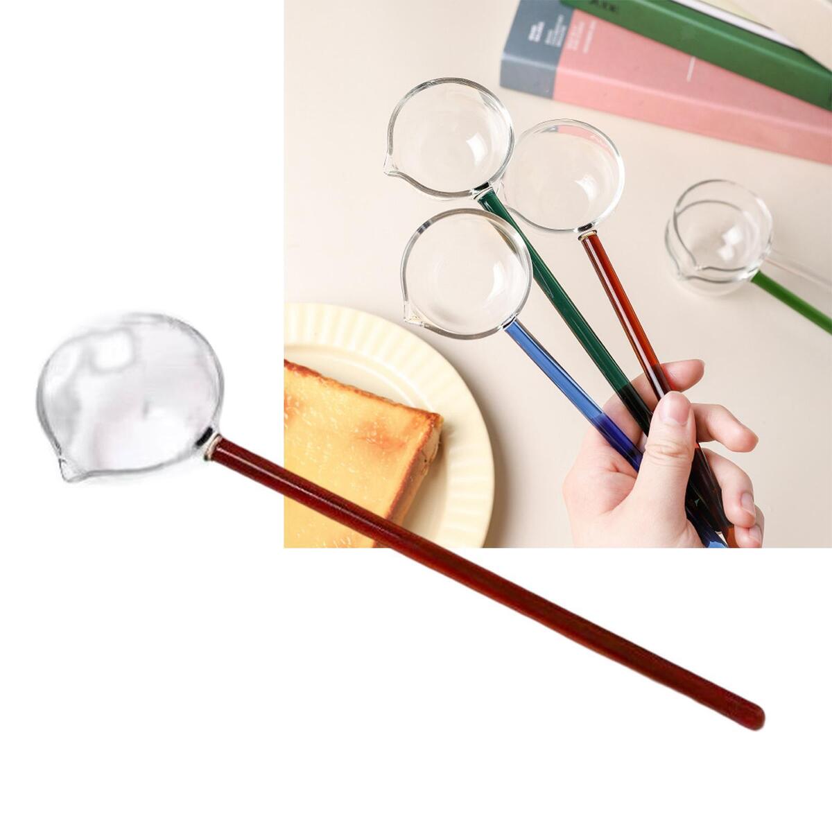 2x Glass Ladle Long Handle Food Grade Serving Cooking Sauce Gravy Spoon