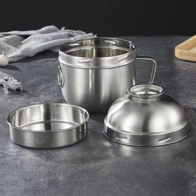 Double-Layer Lunch Box Food Grade Stainless Steel Leak-Proof with Handle Durable