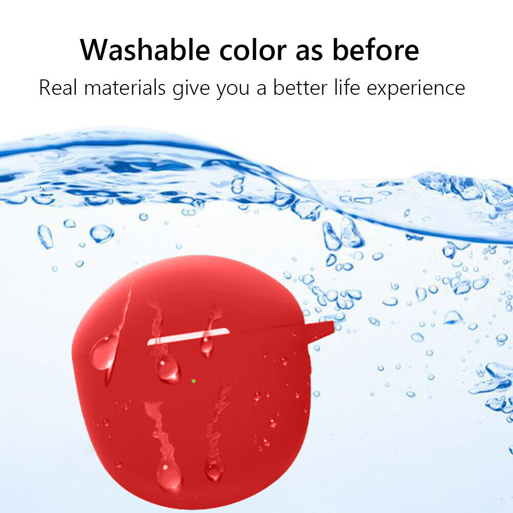 Silicone Case for Realme Buds Air 2 Protective Cover with Carabiner (Red)