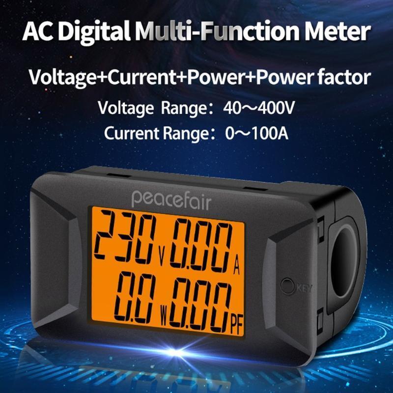 Brand New AC Single Phase 40-400V 100A Digital Wattmeter Voltmeter Ammeter