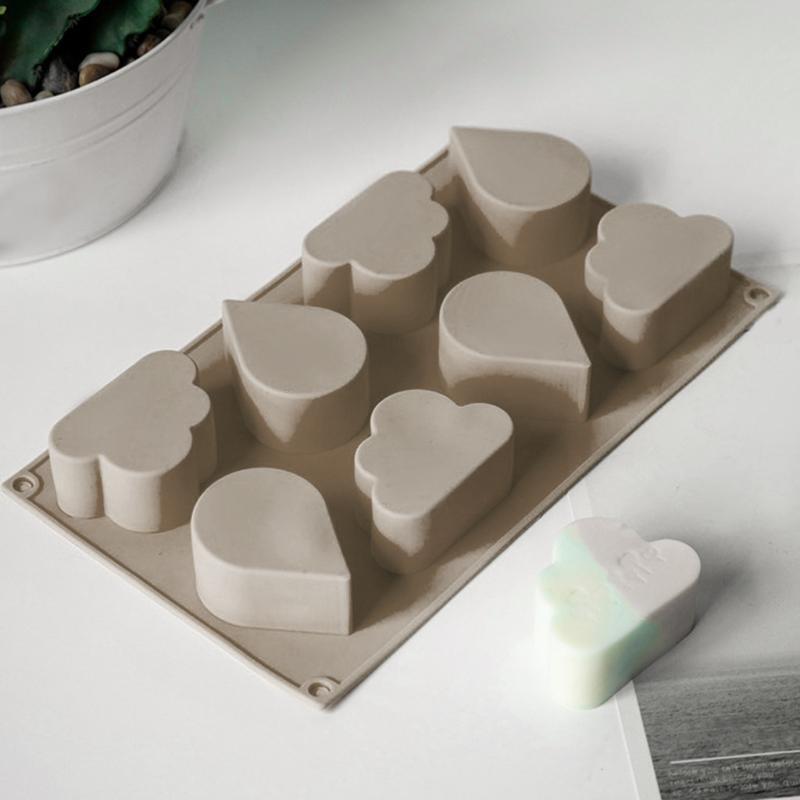 8 Cavities Clouds Raindrops Soap Mold DIY Natural Handmade Soap Silicone Mold